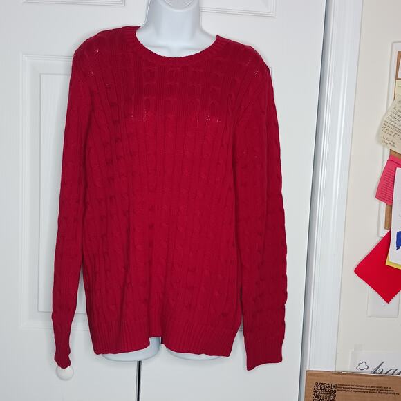 Jeanne Pierre Carmine Red Cotton Textured Sweater NWT Sz XL - Picture 3 of 10